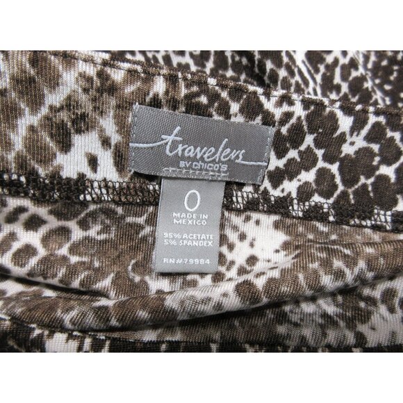 Chico's Travelers women's‎ 3/4 sleeve snake lizard print side tie blouse S - Picture 6 of 10